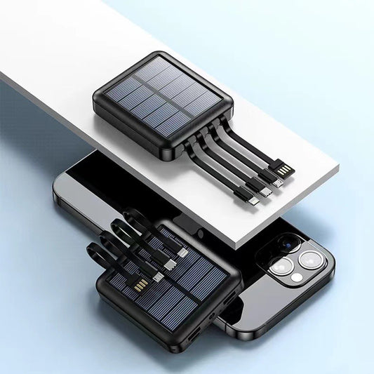 Solar Power Bank w/Built-in Cables